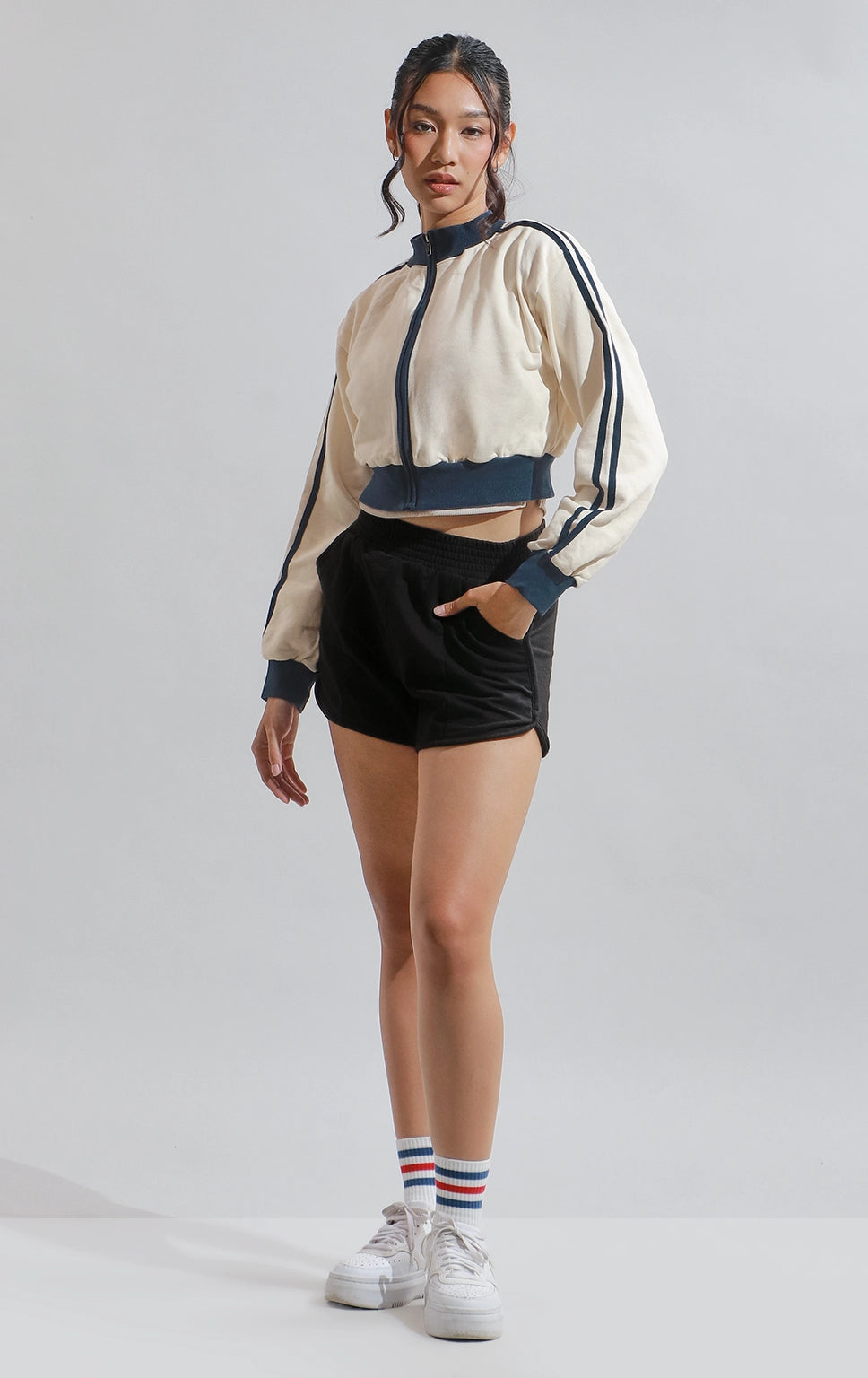 Full Zip Up Solid Track Jacket Set main image 0