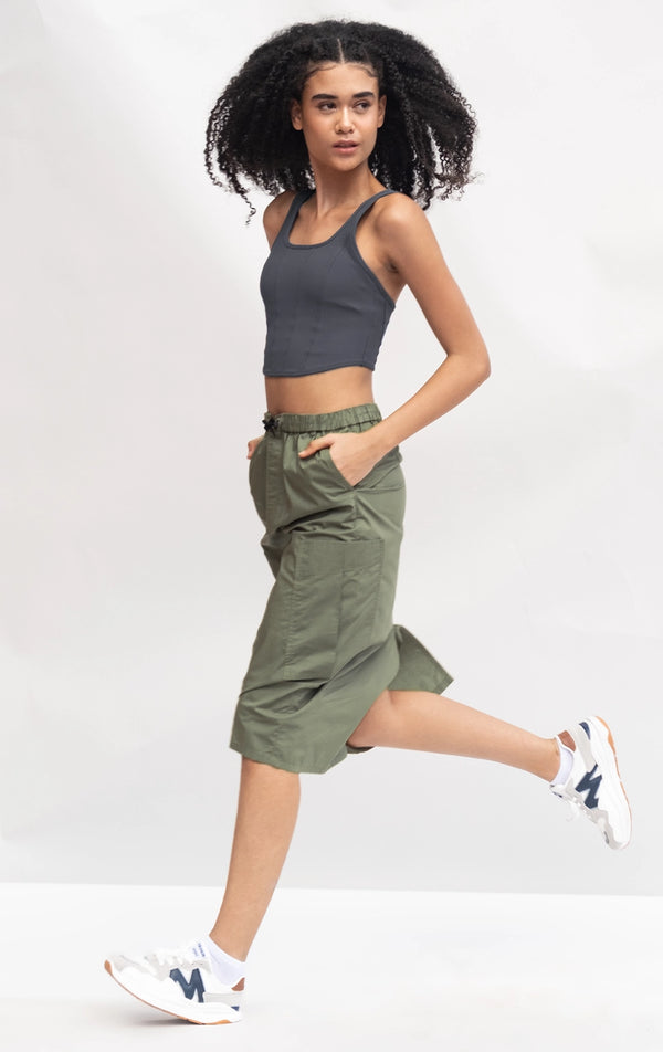 PULL UP CARGO MIDI SKIRT WITH POCKETS