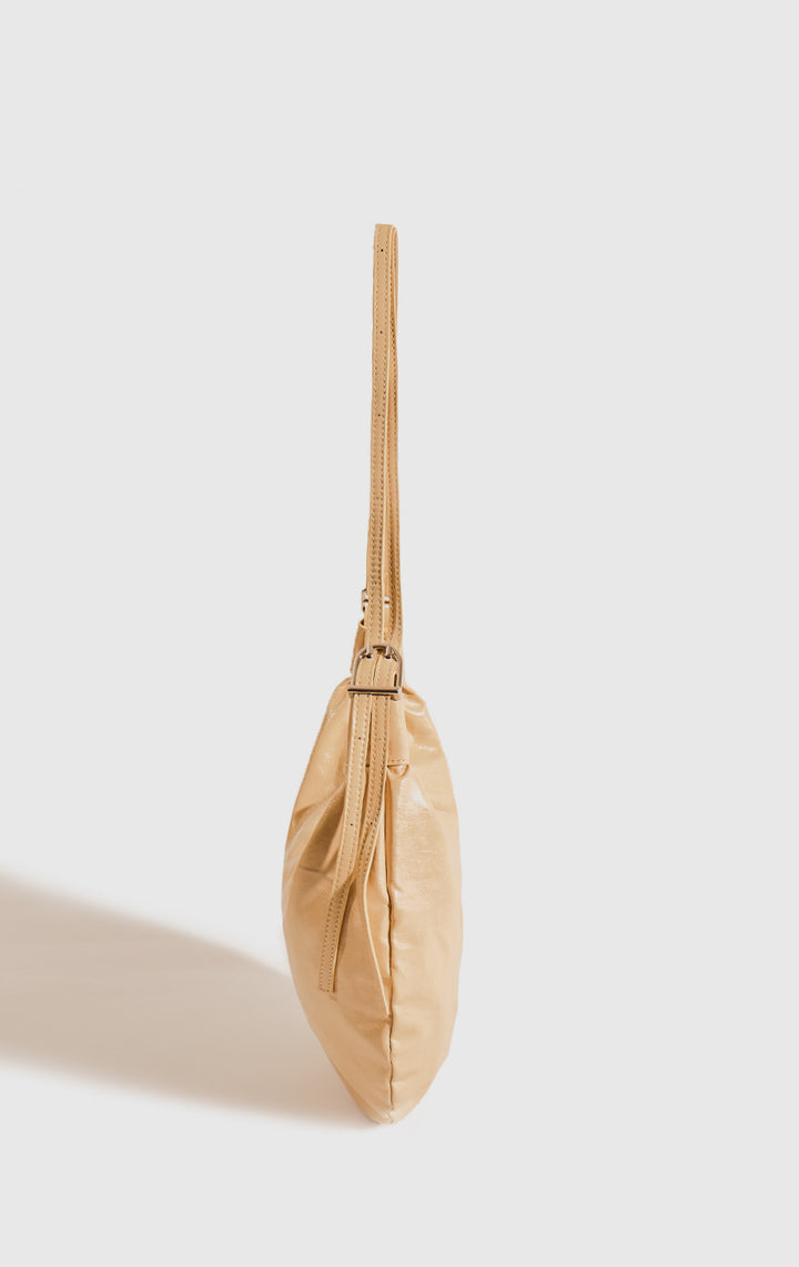 Back view of the Yellow Faux Leather Dumpling Shoulder Bag for Women
