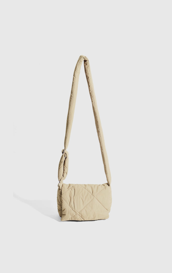 Front view of the Khaki 2-in-1 Sling with Pouch Puffer Bag for Women