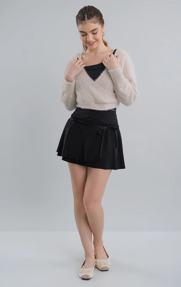 SATIN MINI SKIRT WITH BOW DETAIL