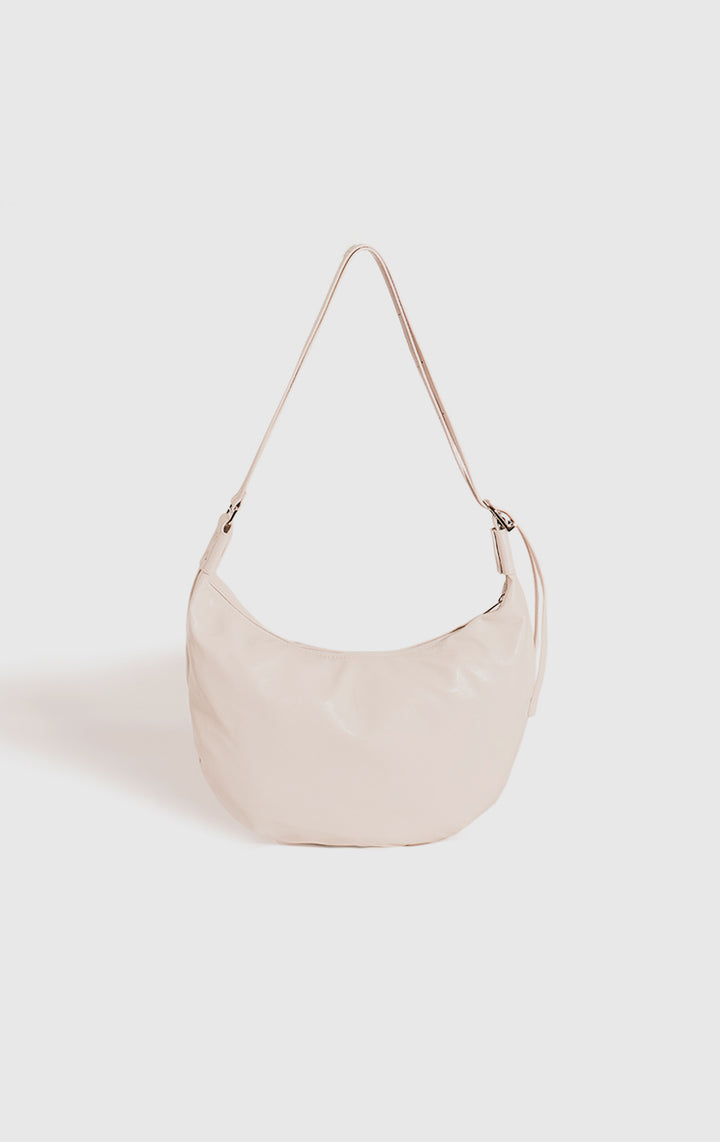 Front view of the Off-White Faux Leather Dumpling Shoulder Bag for Women