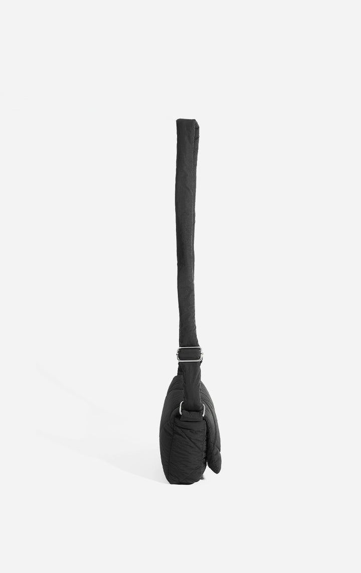 Back view of the Black 2-in-1 Sling with Pouch Puffer Bag for Women