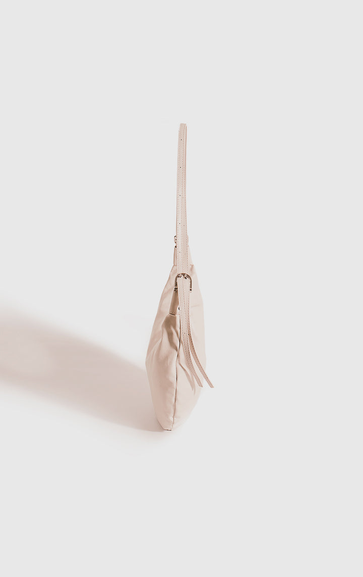 Back view of the Off-White Faux Leather Dumpling Shoulder Bag for Women