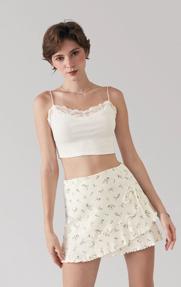 POINTELLE CAMI TOP WITH LACE TRIM