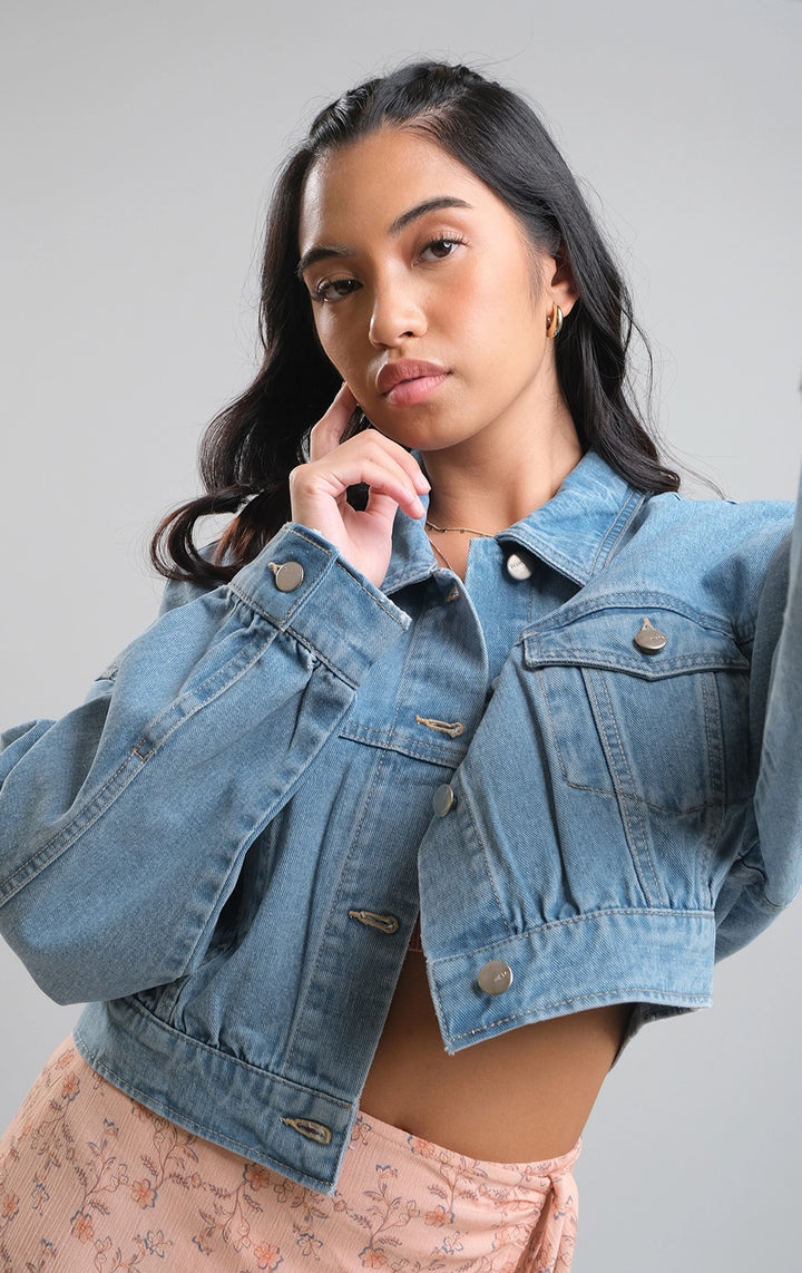 CROPPED DENIM JACKET Just G