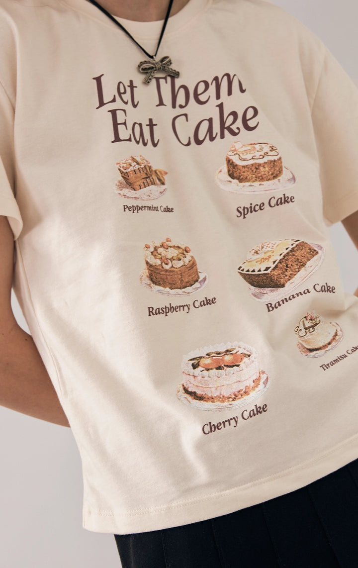Front detail close-up of the cake graphic and fabric texture of the tee by Just G Philippines