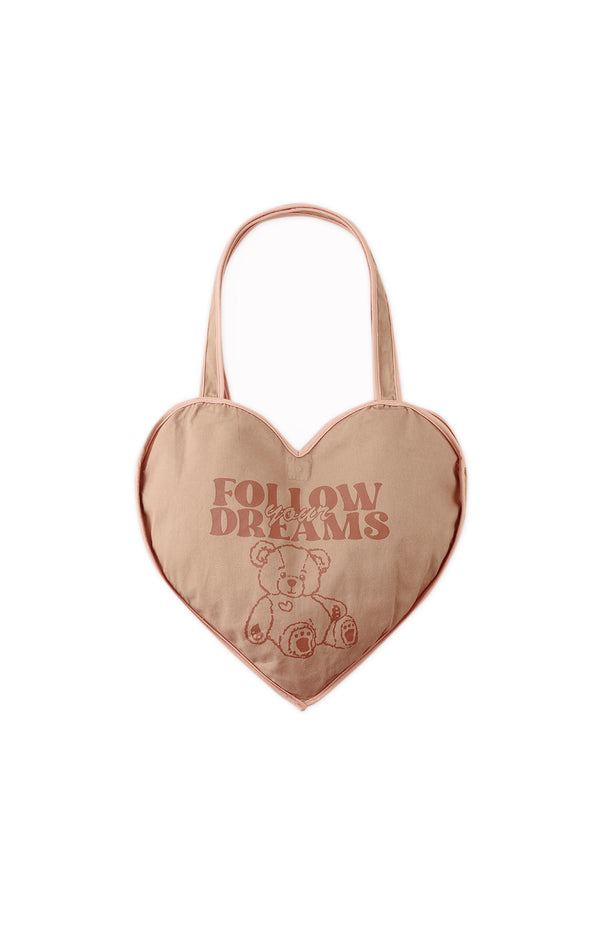 HEART TOTE BAG WITH BEAR PRINT