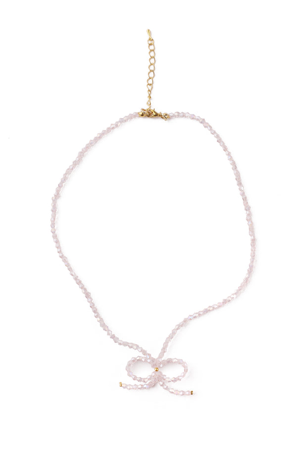 CRYSTAL BEADS BOW NECKLACE