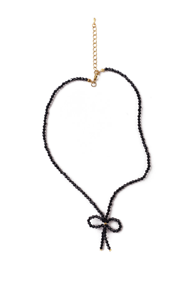 CRYSTAL BEADS BOW NECKLACE