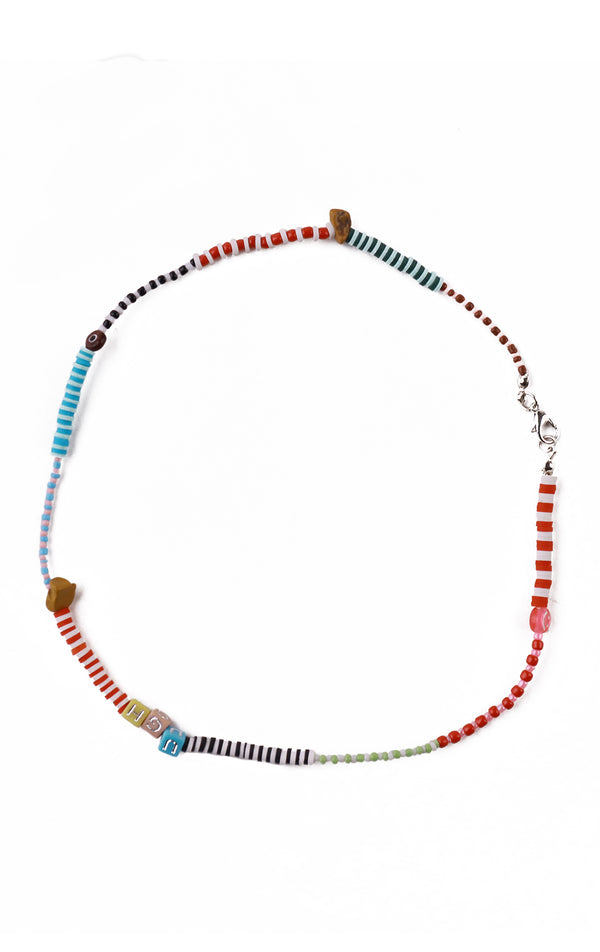 "UGH" HEISHI AND BEADS NECKLACE