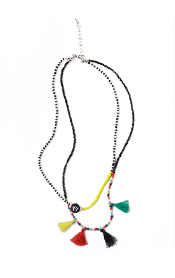 HEISHI AND BEADS NECKLACE WITH TASSELS