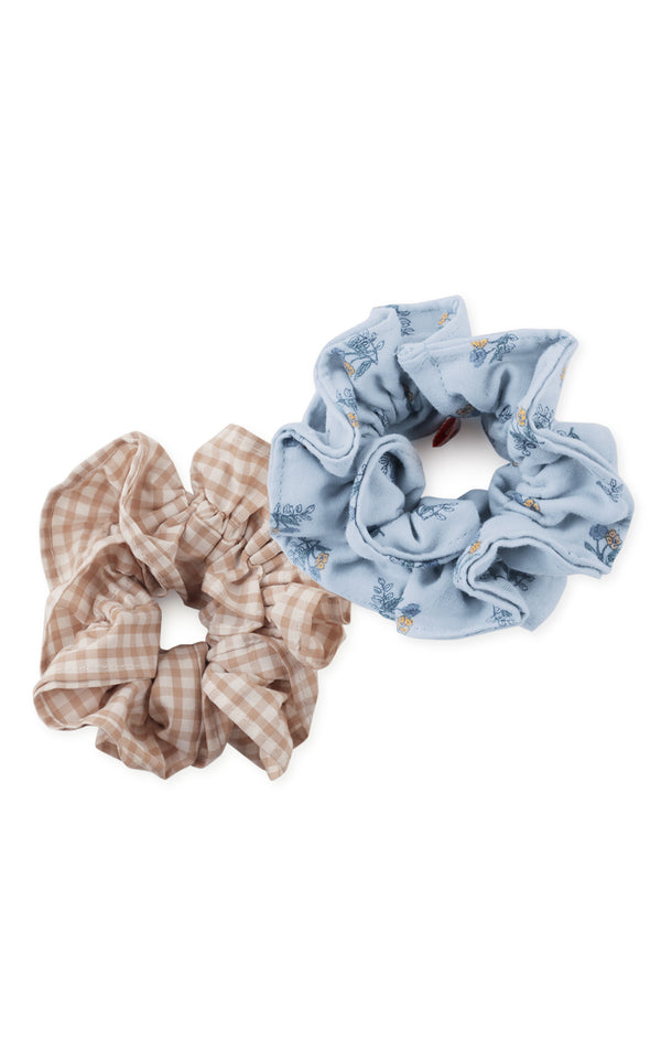 PRINTED AND GINGHAM SCRUNCHIE SET