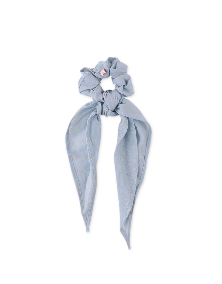 Gray Crumpled Cotton Scrunchie