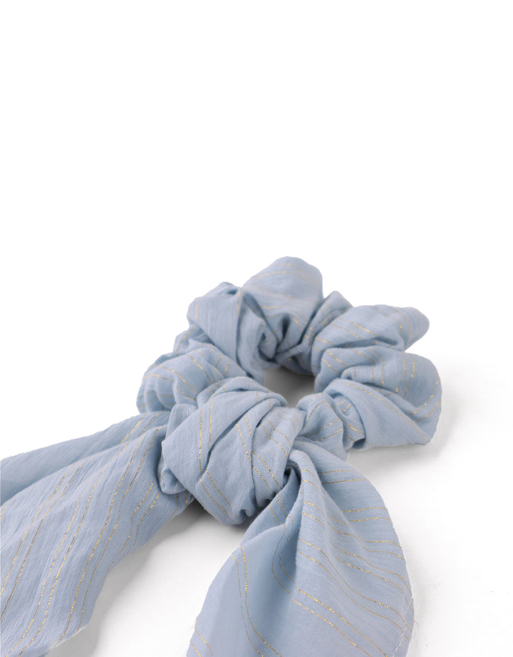 Gray Crumpled Cotton Scrunchie