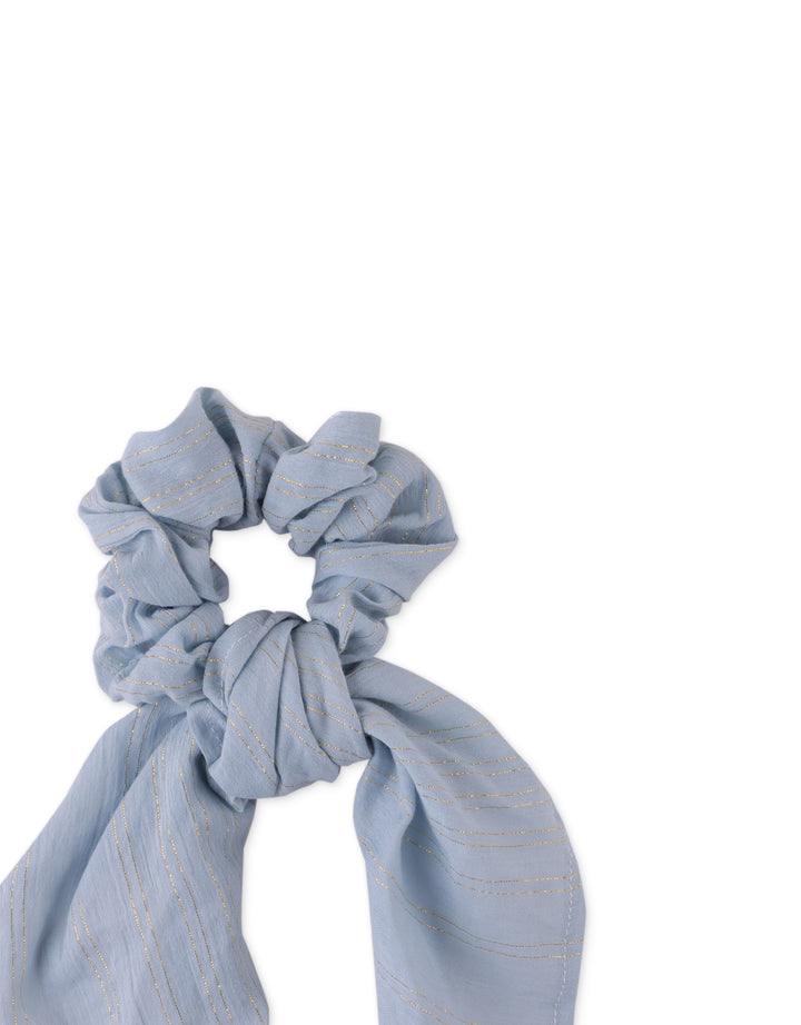 Gray Crumpled Cotton Scrunchie