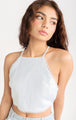 HALTER TOP WITH LACE DETAILS AND OVERLAPPING BACK