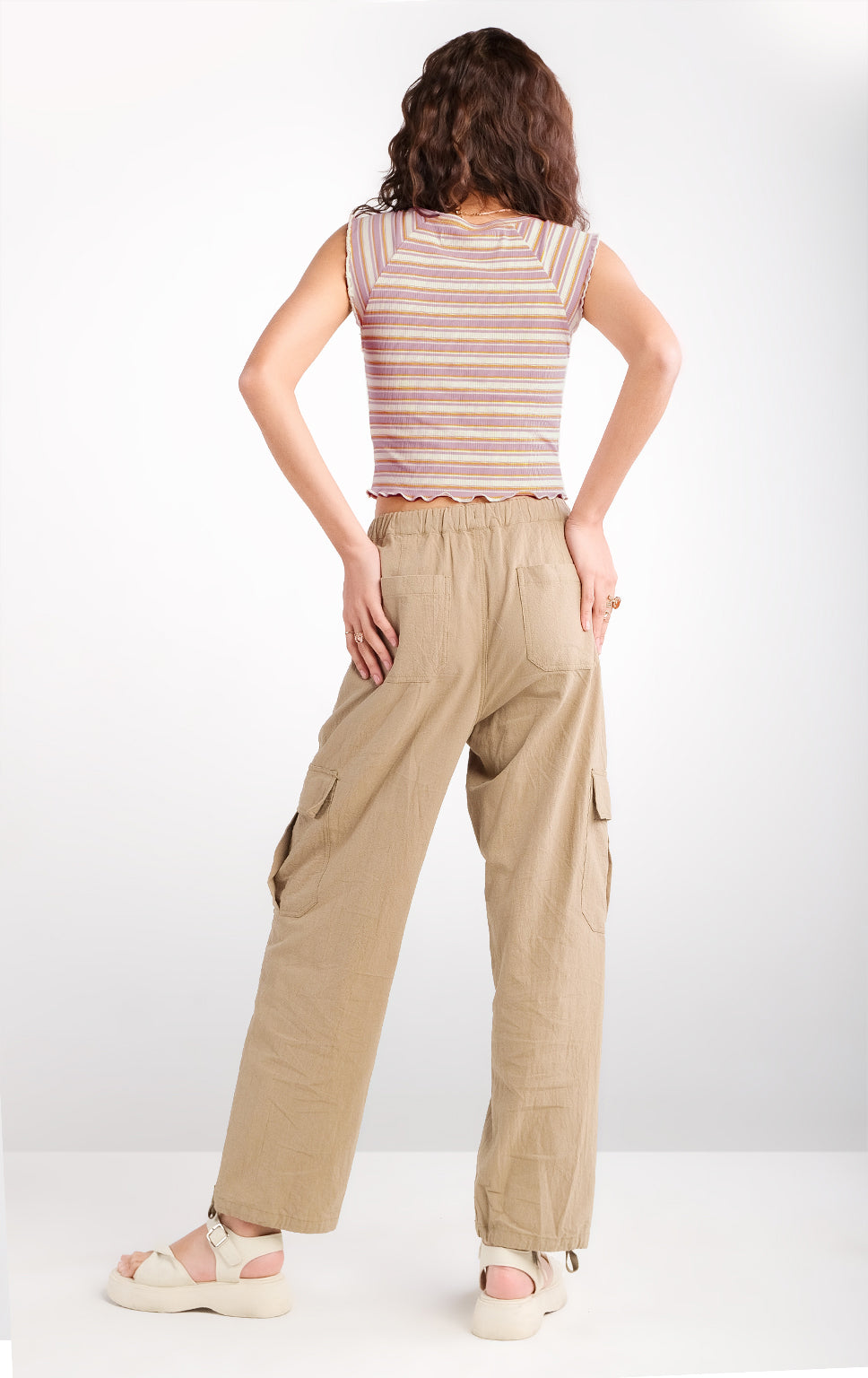 STRIPED LETTUCE EDGE TOP WITH RUCHING