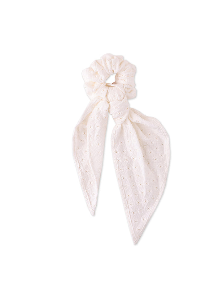 Off-White Cotton Eyelet Scrunchie