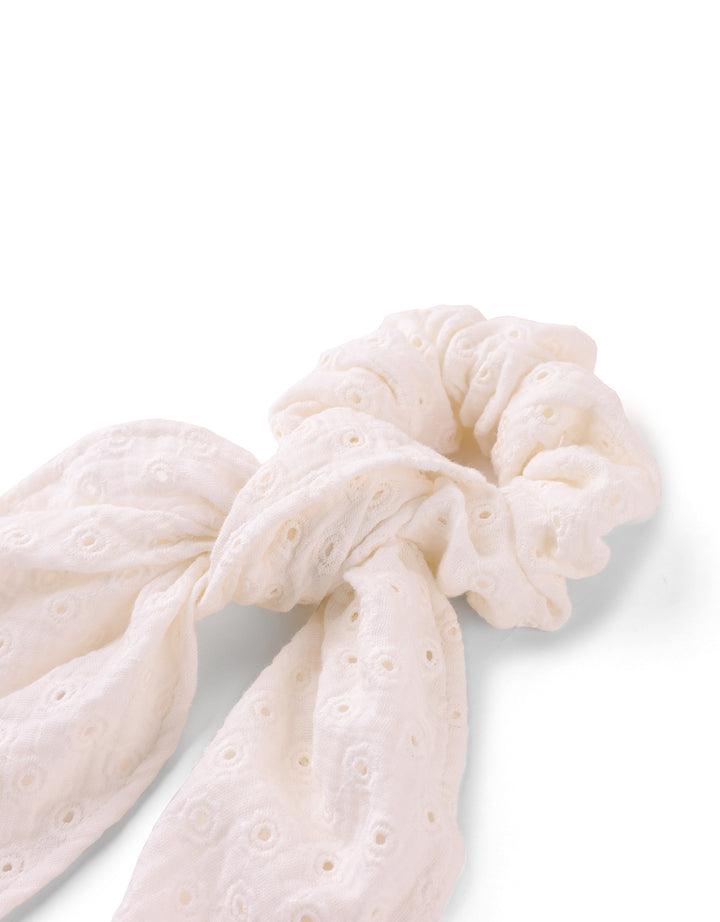 Off-White Cotton Eyelet Scrunchie