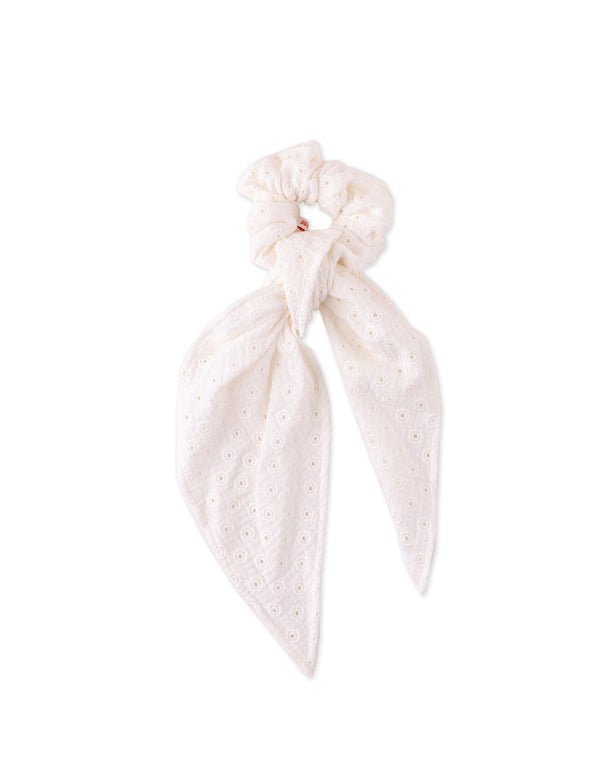 Off-White Cotton Eyelet Scrunchie