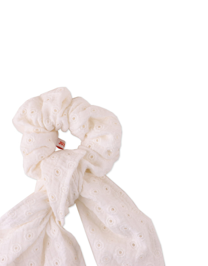 Off-White Cotton Eyelet Scrunchie