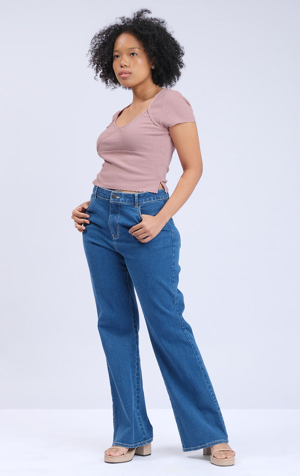 POINTELLE KNIT OVERLAP TOP WITH SHELL TUCK PICOTING DETAILS