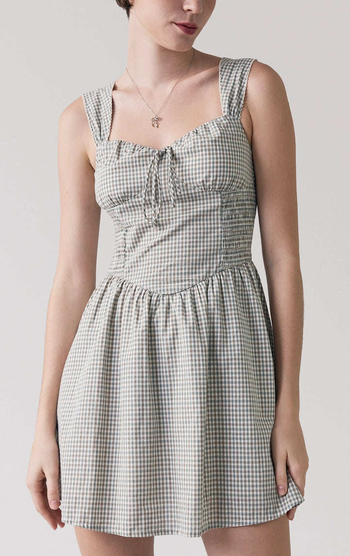 Stylized shot of Checkered Corset-Like Dress with Smocking from Just G Philippines’ Back to School collection—sweet, structured, and statement-making.