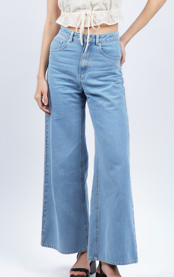 HIGH WAISTED WIDE LEG FIT DENIM JEANS