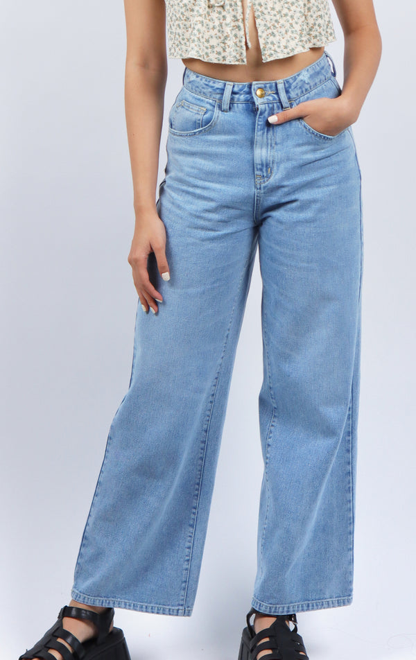 HIGH WAISTED STRAIGHT LEG FIT DENIM JEANS