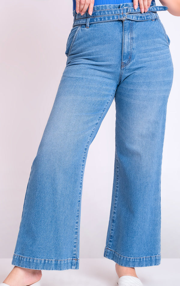 HIGH WAISTED WIDE LEG FIT DENIM JEANS