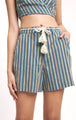 HIGH WAISTED STRIPED RELAXED SHORTS WITH BRAIDED BELT