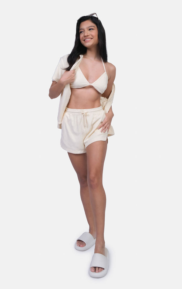 3 PC TERRY TOWELETTE SHORTS SET