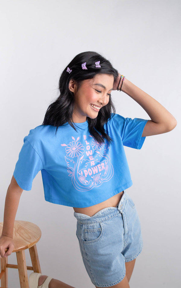 FLOWER POWER CROPPED GRAPHIC TEE