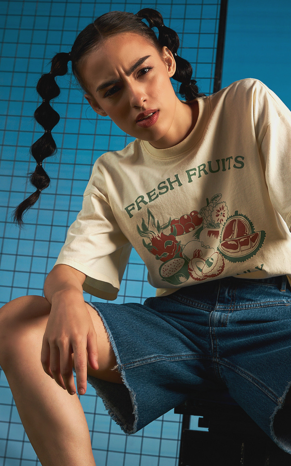 FRESH FRUITS GRAPHIC OVERSIZED FIT TEE