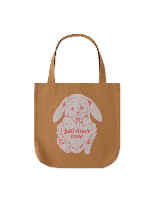 Beige Twill Tote Bag with Bunny Design