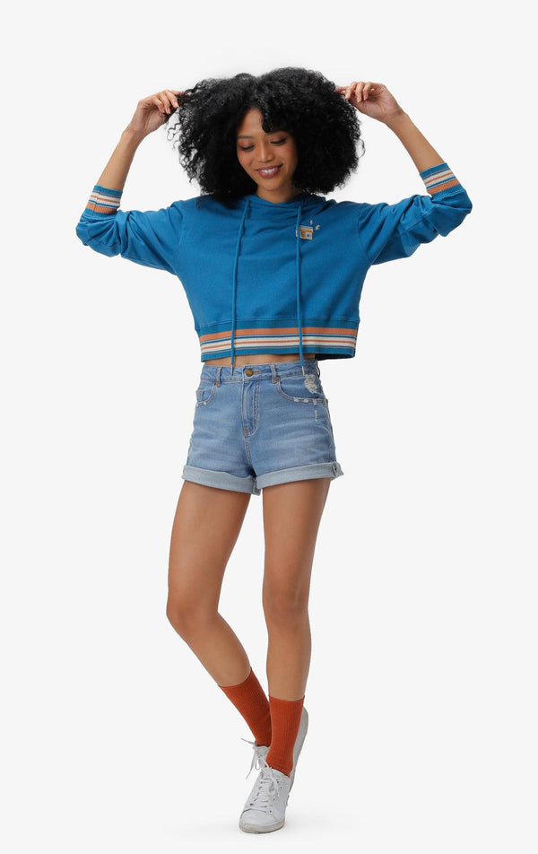 BOOMBOX EMBROIDERED CROPPED HOODIE - Just G | Number 1 women's and teen fashion brand. Shop online at justg.com.ph | Cash on delivery ( COD ) and Prepaid transaction available.