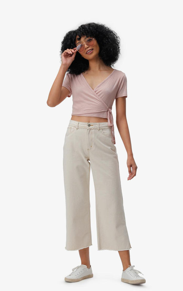 PINK SURPLICE CROP TOP - Just G | Number 1 women's and teen fashion brand. Shop online at justg.com.ph | Cash on delivery ( COD ) and Prepaid transaction available.