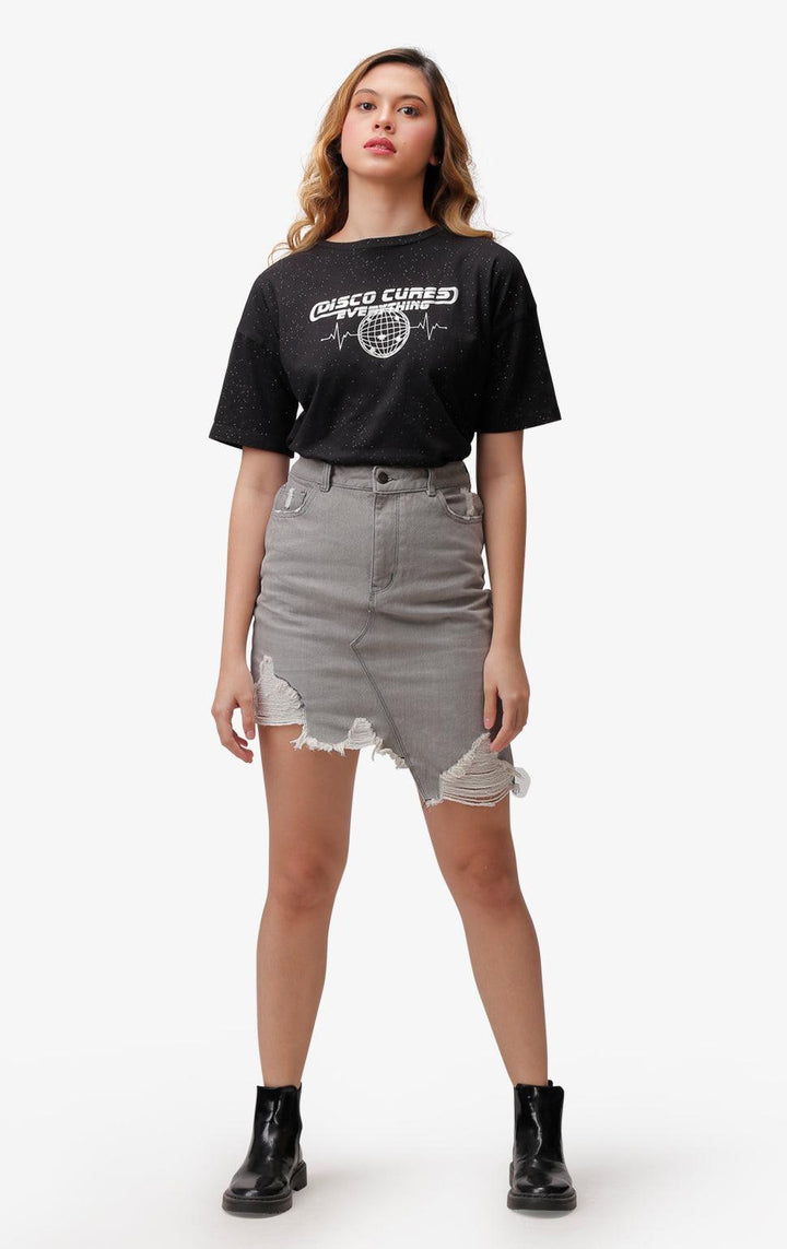 RIPPED ASYMMETRICAL SKIRT - Just G | Number 1 women's and teen fashion brand. Shop online at justg.com.ph | Cash on delivery ( COD ) and Prepaid transaction available.