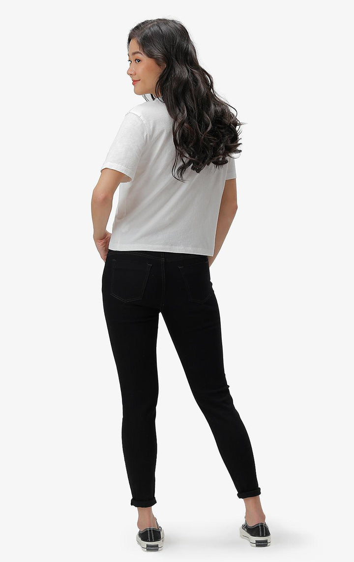 BLACK MID WAIST SKINNY JEANS - Just G | Number 1 women's and teen fashion brand. Shop online at justg.com.ph | Cash on delivery ( COD ) and Prepaid transaction available.