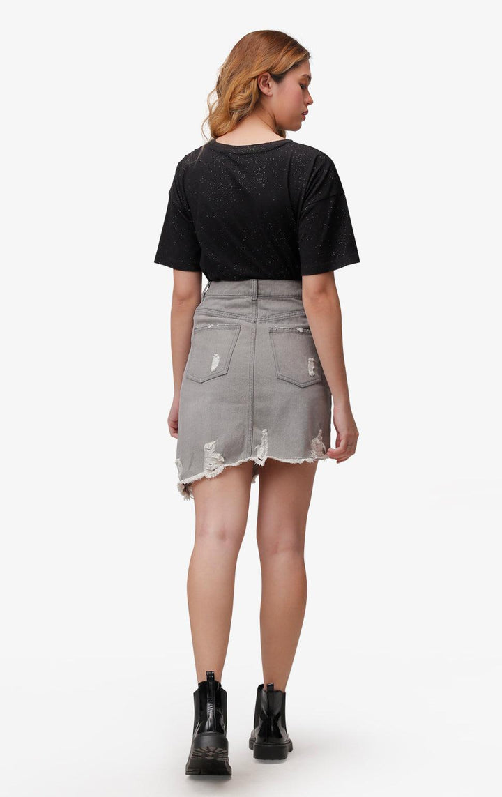 RIPPED ASYMMETRICAL SKIRT - Just G | Number 1 women's and teen fashion brand. Shop online at justg.com.ph | Cash on delivery ( COD ) and Prepaid transaction available.
