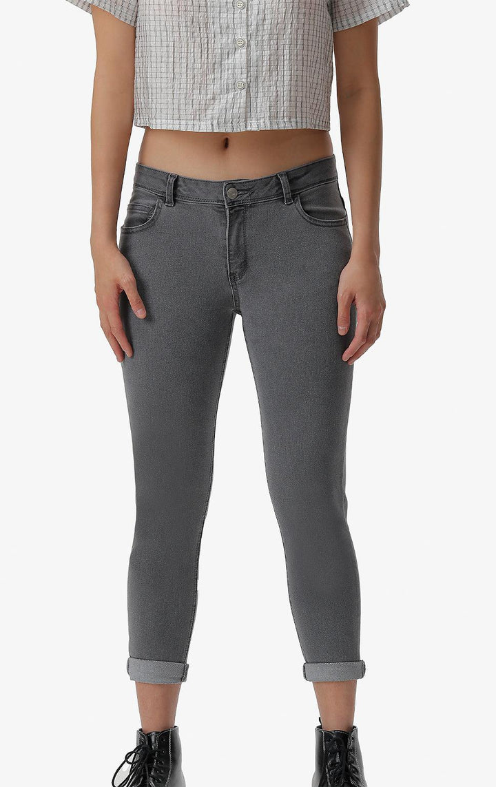 GRAY MID WAIST SKINNY JEANS - Just G | Number 1 women's and teen fashion brand. Shop online at justg.com.ph | Cash on delivery ( COD ) and Prepaid transaction available.