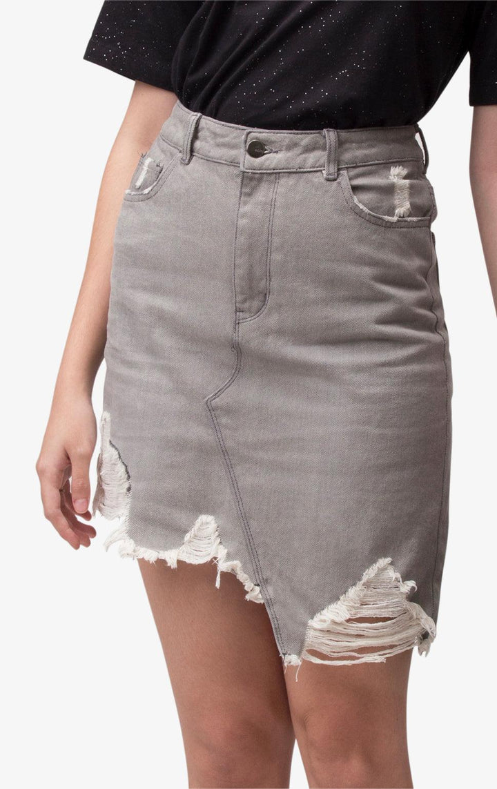 RIPPED ASYMMETRICAL SKIRT - Just G | Number 1 women's and teen fashion brand. Shop online at justg.com.ph | Cash on delivery ( COD ) and Prepaid transaction available.