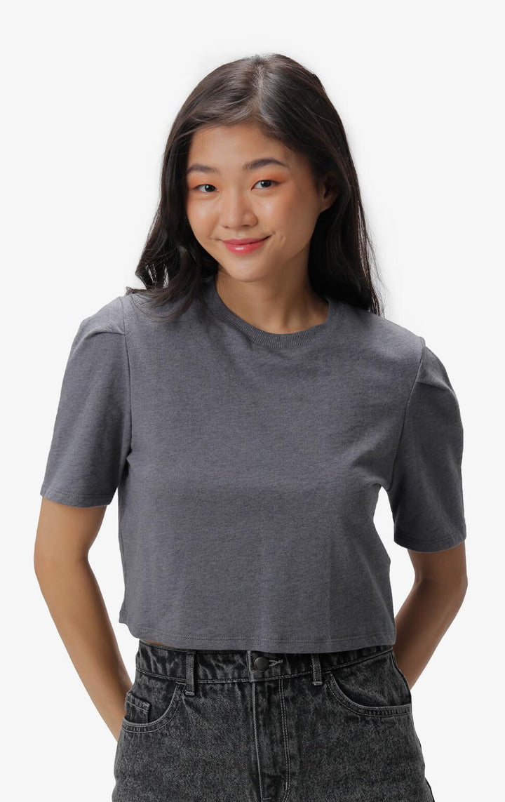 CROPPED PUFF SLEEVES T-SHIRT - Just G | Number 1 women's and teen fashion brand. Shop online at justg.com.ph | Cash on delivery ( COD ) and Prepaid transaction available.