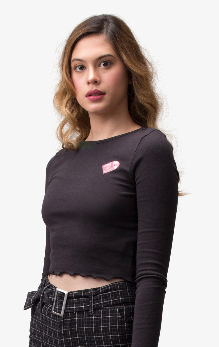 C.D. EMBROIDERED LETTUCE-EDGE CROP TOP - Just G | Number 1 women's and teen fashion brand. Shop online at justg.com.ph | Cash on delivery ( COD ) and Prepaid transaction available.