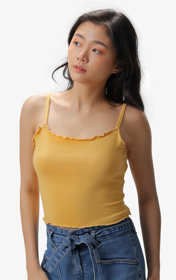 LETTUCE-EDGE CROPPED TANK TOP - Just G | Number 1 women's and teen fashion brand. Shop online at justg.com.ph | Cash on delivery ( COD ) and Prepaid transaction available.