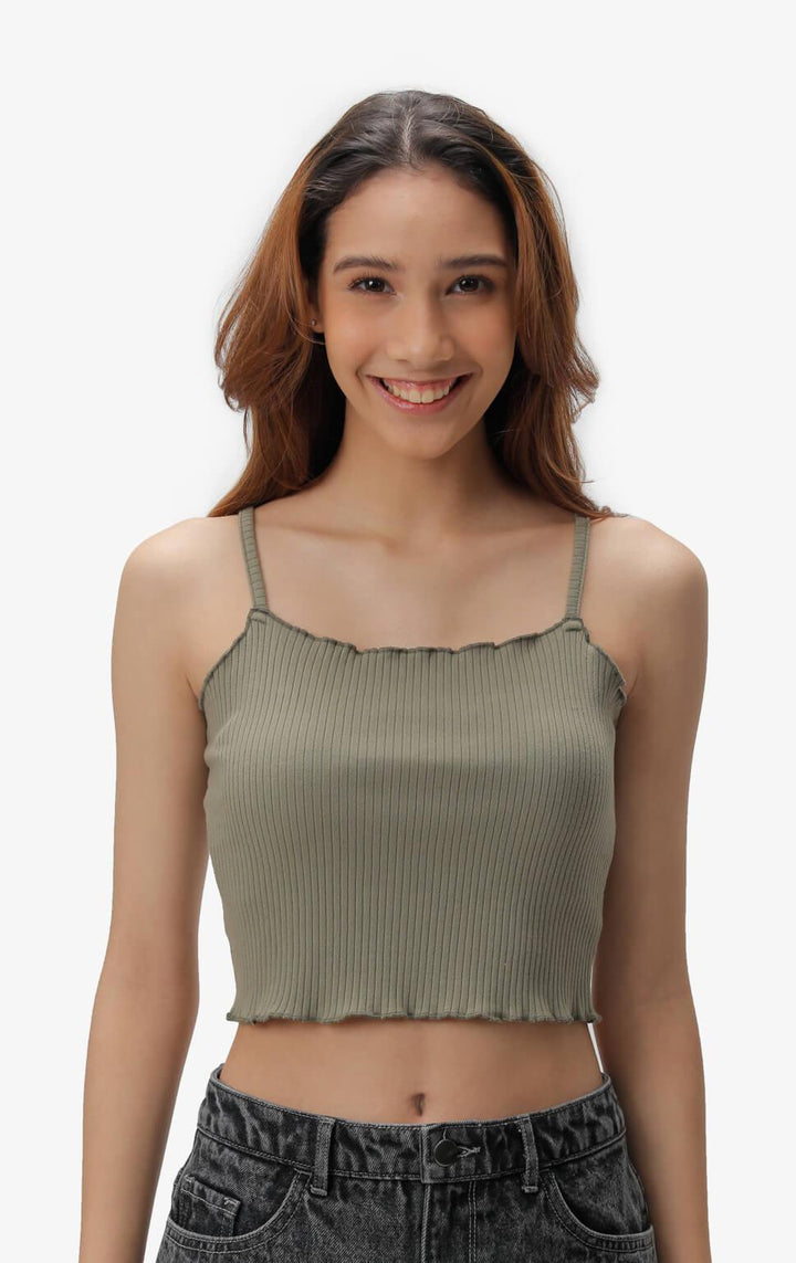 CROPPED LETTUCE TANK TOP - Just G | Number 1 women's and teen fashion brand. Shop online at justg.com.ph | Cash on delivery ( COD ) and Prepaid transaction available.