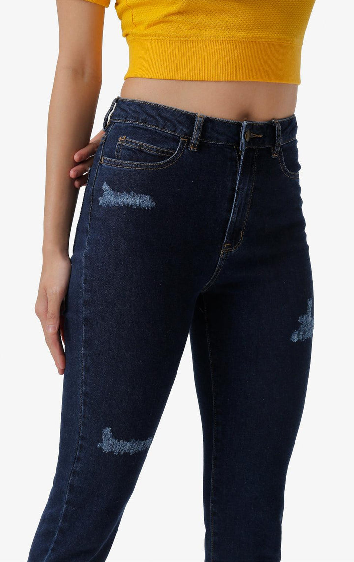 DARK BLUE HIGH WAIST SLIM JEANS - Just G | Number 1 women's and teen fashion brand. Shop online at justg.com.ph | Cash on delivery ( COD ) and Prepaid transaction available.