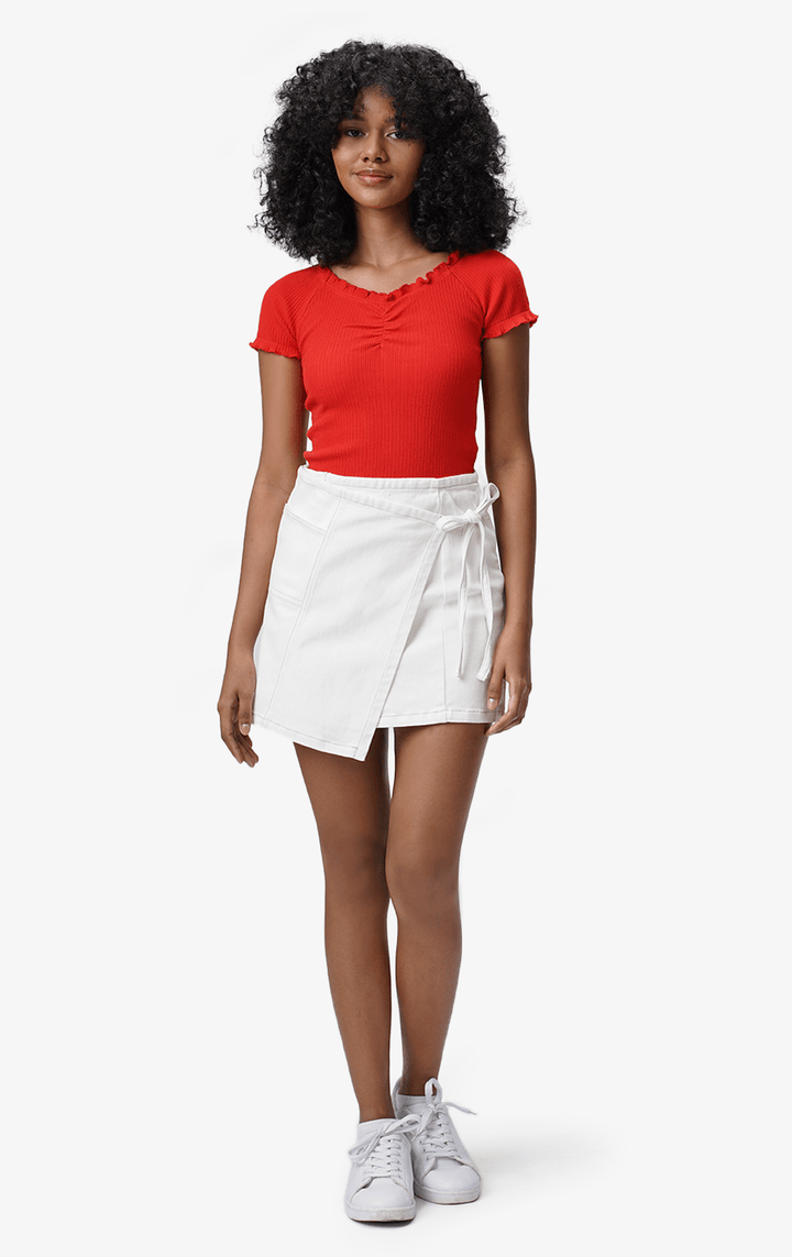 RUFFLED RUCHED FRONT TOP - Just G | Number 1 women's and teen fashion brand. Shop online at justg.com.ph | Cash on delivery ( COD ) and Prepaid transaction available.