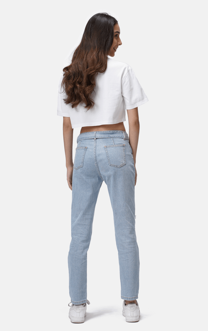 DISTRESSED BALLOON JEANS WITH SASH - Just G | Number 1 women's and teen fashion brand. Shop online at justg.com.ph | Cash on delivery ( COD ) and Prepaid transaction available.